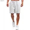 Męskie szorty Sumne bawełniane szorty lniane Podstawowe wszechstronne modnie Męskie spodenki plażowe oddychające dresowe oddychające fitness Streetwear S-5xl L230520