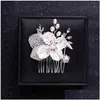 Headpieces Bridal Headwear Pearl Rhinestone Insertion Comb Alloy Inverted Antique P O Hair Ornament Crystal Pan Drop Delivery Weddin Dh6Gg