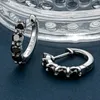 Hoop oorbellen 925 Sterling Silver Small Hip Hop voor vrouwen /mannen 3,5 mm Moissanite zwarte sprankelende bruiloft sieraden geschenken