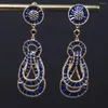 Baumelnde Ohrringe mit blauem CZ, Maxi-Big-Statement, für Dubai, Frauen, Hochzeit, Party, Böhmen, Pendientes Mujer Moda E9697