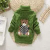 Pullover 2023 Boys Girls Sweater Winter سميك حبل القاع القاع القمامة الياقة المدورة القمصان الصلبة أطفال ذوي الياقات العالية