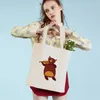 Shopping Bags Cute Cartoon Zebra Lion Tiger Squirrel Bear Sheep Animal Women Canvas Shopper Bag Tote Handbag