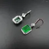 Kolczyki Dangle Vintage Lab Emerald Diamond kolczyk 925 Srebrny srebrny spadek ślubny dla kobiet Obiecaj biżuteria zaręczyn