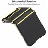 Luxury Solid Leather Vogue Phone Case för Samsung Galaxy Folding Z Flip4 5G Full Protective Soft Bumper Plating Business Fold Shell Supporting Wireless Charging