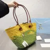 Woman men Designer bag luxury bucket weave travel Cross woody Straw a tote beach bag anagram basket Fold Shopper Colorful big handbag