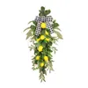 Dekoracyjne kwiaty sztuczne cytryny zielone liście wieniec łzy swag do drzwi fałszywe owoce dekoracja ściana kuchnia wiosna lato