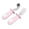 Baby Silicone Tableware Children Stainless Steel Dinnerware Toddler Cutlery Cartoon Infant Panda Shape Food Feeding Spoon Fork