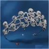 Coiffes Personnalisé Exagéré Cheveux Cerceau Bijoux Halloween Fête Strass Alliage Couronne Sombre Et Haut De Gamme Sentiment Skl Tête Drop Dhtks