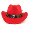 Chapeau de Cowboy Western Vintage avec tête de taureau femmes hommes couleur unie Jazz Fedora chapeaux Protection solaire extérieure équitation Panama casquette