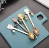 500pcs en acier inoxydable Coffee Teo Spoon Mini Cat Handle Créative Créative Spoons outils de consommation de cuisine