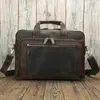 Bortkroppar Vintage Natural äkta läder Mäns messenger väskor Big Capacity Cow Breifcases 17 tum bärbara handväskor