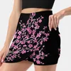 Skirts Sakura Watercolor On Black Background Women's Skirt Mini A Line With Hide Pocket Cherry Blossom Pink Flowers