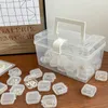 Jewelry Pouches 15/30/50/pcs Mini Plastic Square Storage Containers Box Hinged Lid Clear For Earrings Rings Portable