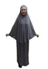Ubranie etniczne kobiety 2 -częściowa sukienka Muzułmańska modlitwa Khimar Abaya Overhead Hidżab spódnica Pełna okładka Islam Bliski Wschód kult Kaftan