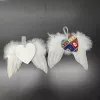 Feather wings sublimation ornament MDF Wooden pendant Christmas sublimated blanks angel wing double sides ornaments A02