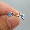 Stud Earrings Female Male Cross Silver Rose Gold Color Rainbow Blue White Fire Opal Star For Women Men Wedding Jewelry