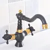 Robinets De Cuisine Wet Bar Salle De Bains Lavabo Robinet Noir Bronze Huilé Or Couleur Laiton Bec Pivotant Mitigeur Monotrou Msf793