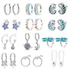Pendientes de aro de plata de ley 925 de lujo brillante CZ Luna estrella moda colorida para mujer joyería para fiesta y boda