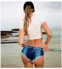 Damen Shorts Sexy Quaste Niedrige Taille Bandage Denim Ripped Hole Kurze Jeans Frauen Mini Skinny Club DJ Dance Blue Booty