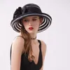 Breite Krempe Hüte Frühling Sommer Mesh Sonnenschutz Hut Blume Temperament Hochzeitskleid Sonne Mode Damen Strand Fedora Bell Crusher Cap