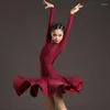 ステージウェア4色のボールルームダンスドレス競技練習服の女の子長袖ラテンキッズサルサSL7200