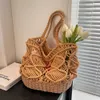 Other Bags Rope Hollow Straw Bag for Summer Tote Shoulder Bags for Women Round Beach Handbag Trends Straw Handbags 2023