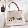Shopping Bags Music Print Tote Bag Gifts For Friends Book School Women Canvas Beach Lunch Travel Customize
