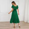 Casual Dresses for Women 2023 Summer Vacation Beach Solid Off the Shoulder Slim Long Kirt With Belt Women's Maxi Dress Vestidos Kvinna