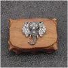 Pins Brooches Vintage Rhinestone Elephant Brooch Bronze Animal For Women Men Denim Suit Sweater Collar Pin Button Badge Broche Drop Dhtwi