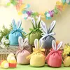 Easter Bunny Gift Bags Rabbit Ears Velvet Drawstring Bags for Valentines Day Candy Treat Pouches Wedding Party Supplies