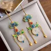 Dangle Earrings Gutta Enamel Porcelain Original Tassel Chinese Retro Court Style Light Luxury Noble Elegant Charm Women's Jewelry