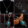 Hangende kettingen groothandel Rhinestone Crystal Leaf ketting vintage turquoise kostuum juweel trui ketting tl198 drop levering juweel dhxrv