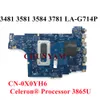 Moderkort Ny LAG714P w/ 3865U 1,8 GHz för Dell Inspiron Vostro 3480 3580 3481 3581 3584 3781 Laptop Motherboard CN0X0YH6 X0YH6 Mainboard