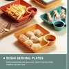 Juegos de vajilla 4 piezas Sushi Soy Tazón de inmersión Platos de plástico Cuencos negros Servicio cuadrado