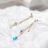 Pendientes de tuerca Lii Ji, perla de agua dulce, estrella de cristal austriaco, borla rellena de oro de 14K, joyería hecha a mano para regalo de mujer