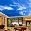 Papéis de parede Pano de parede de teto personalizado Modern Sky Blue e White Cloud Mural Wallpaper tema da sala de estar El Coberting 3D Home Decor