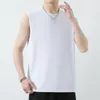 Tanques masculinos Tops de colete masculino Cotton Summer Juventude V Round Bound Slim Fit Sports Fitness Base sem mangas respirável Men 2023