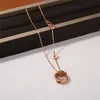 French Ins Ring Hollowed Out Set Ruby Necklace For Women's Rose Gold Light Luxury Fashion Charm High-Quality Jewelry