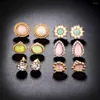 Stud Earrings Vintage Antique Silver Color Carving For Women 2023 Ethnic Alloy Piercing Jewelry Accessories