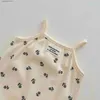 Barboteuses Nouveau-né Bébé Sans Manches Barboteuses Coton Confortable Plaid Sling Barboteuses Floral Mignon Lapin Imprimer Conception Simple Barboteuse Vêtements T230529