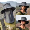 Outdoor hoeden Zomerzon Hoeden Dubbele laag UV Bescherming Jacht buiten cap mannen en vrouwen wandelen camping vizier hoed verwijderbare vissershoed 230526