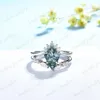 Кластерные кольца Luxyimagic Silver 925 Ювелирные изделия натуральный мох агат драгоценный камень для женщин твердое стерлинское кольцо.