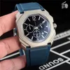 Luxury High Quality Mens Quartz Stopwatch man 42mm BV Chronograph Watch Black Rubber watches wristwatch 531