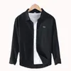 Camicie casual da uomo Ricamo di alta qualità-Logo Mens Brand Manica lunga Lino Cotone Hommes Camicetta Abbigliamento moda Top S-3XL