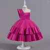 Fille robes une épaule robe en Satin pour les filles fête de mariage formelle enfants princesse enfants Costume vêtements de noël 2-8 ans