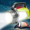 Taschenlampen Taschenlampen USB Ultraheller tragbarer Scheinwerfer LED-Suchscheinwerfer mit Seitenlichtlampe Hand Camping Laterne Nachtfischen