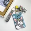 Porte-cartes Tom et Jerry dessin animé couverture femmes poupée porte-clés étudiant Campus Documents sac Anti-perte titulaire ID Bus Case