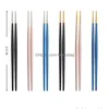 Chopsticks Ins Sushi Chic Titanium Stainless Steel Double Tip Restaurant Home El Noodles Reusable Drop Delivery Garden Kitchen Dinin Dh8Y6