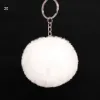Konstgjord kanin pälsboll plysch fuzzy päls nyckelkedja boll nyckelring bilväska nyckelring nyckelring hängsmycken med ring sxjun25725034