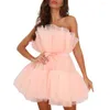 Casual Dresses Women's Tubs Tops Party Dress Fashion Mini Solid Color Tutus Kirt Bow-Knot Off Shoulder Bandeau Streetwear Y2